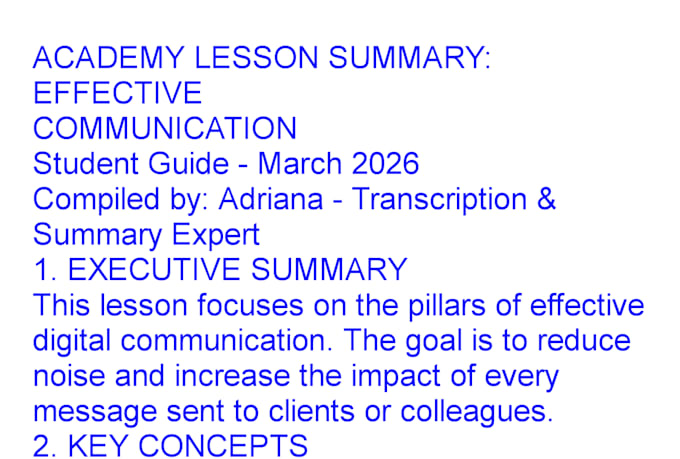 trascribe and summarize your online lessons into profession